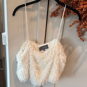 Amtjro Cream Textured Camisole. Cropped.